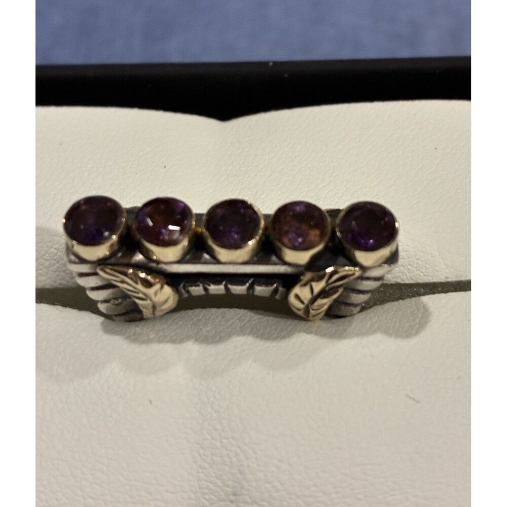 DIAN MALOUF  14K Gold & Sterling Silver Purple Amethyst Stackable Ring SZ 7